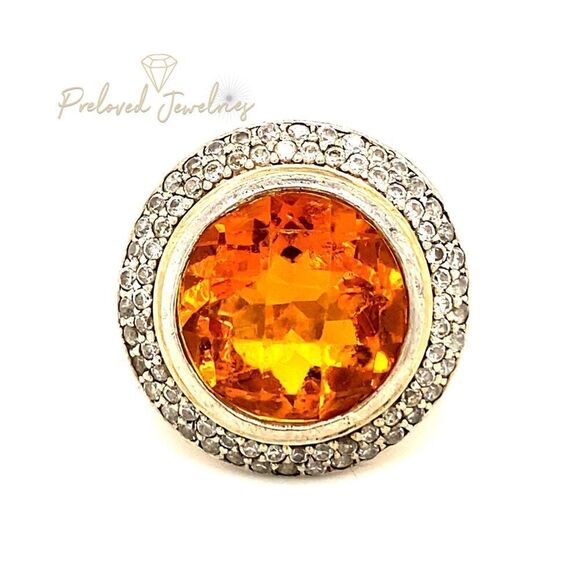 Stunning Citrine / Cz Cable Ring - Picture 1 of 15